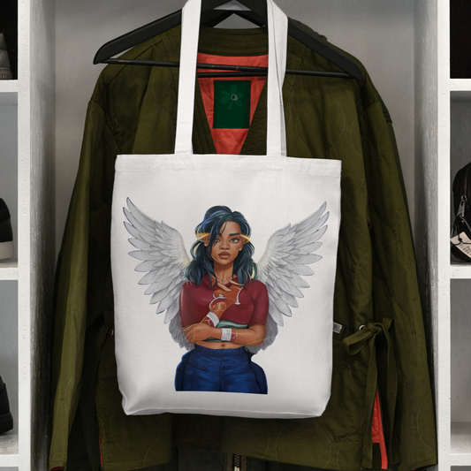 African American Hip Hop Angel Tote Bag – White